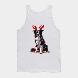 Christmas Red Nose Border Collie Dog Tank Top